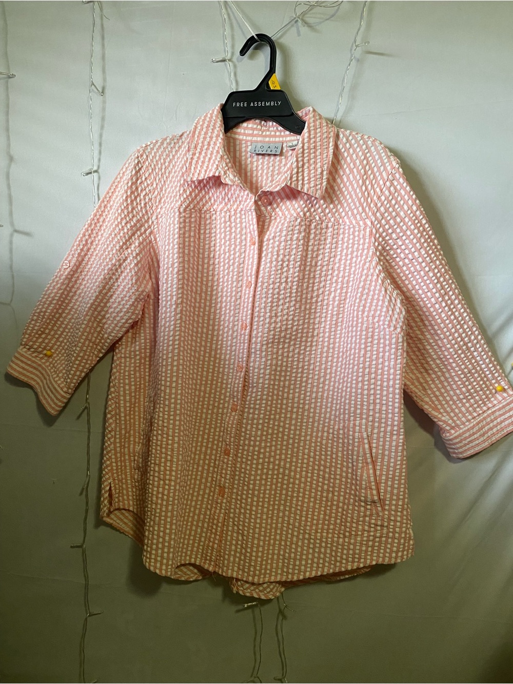 Joan Rivers Pink and White Patterned Button-Down Shirt